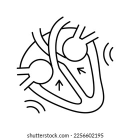 vector de icono de la línea de la enfermedad systole. signo de la enfermedad de systole. símbolo de contorno aislado ilustración negra
