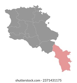 Syunik province map, administrative division of Armenia.