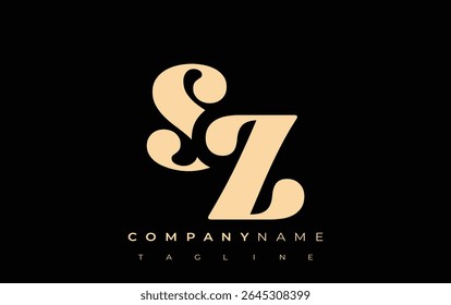 SZ Creative Abstract Typography Logo Design. Elegant logo combining bold typography and creative shapes, ideal for branding and identity solutions.