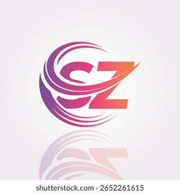 Logotipo del monograma del remolino del gradiente creativo de SZ – diseño Abstractas moderno de la marca de la letra para la marca del Profesional y la identidad digital