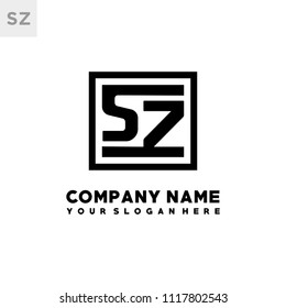 SZ initial box letter logo template vector