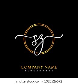 SZ Initial Handwriting logo template vector