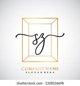SZ Initial Handwriting logo template vector