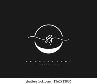 SZ initial handwriting logo template vector