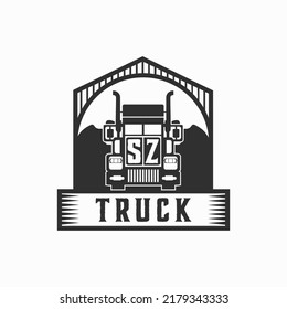 SZ Initial Letter Truck Logo Design Simple Stock Vector