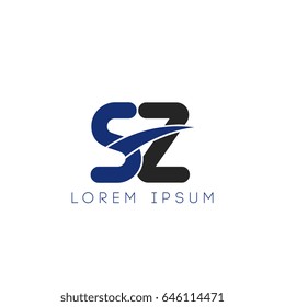 sz initial letter uppercase logo blue and black