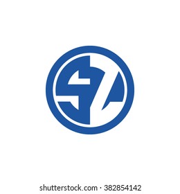 SZ initial letters circle business logo blue