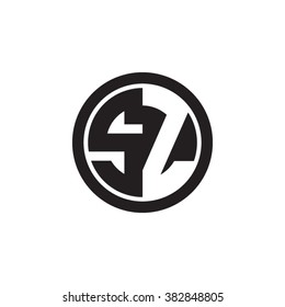 SZ initial letters circle monogram logo