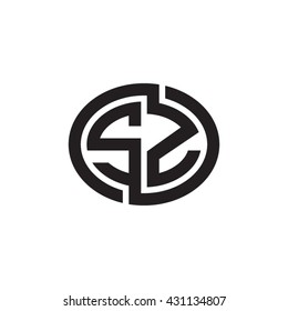 SZ initial letters looping linked ellipse monogram logo