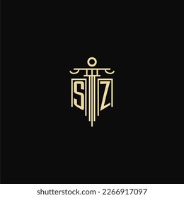 SZ initial monogram for lawyers logo with pillar design ideas
