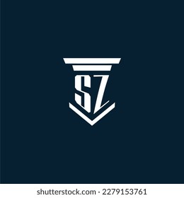 SZ initial monogram logo lawfirm with pillar design