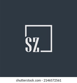 SZ Initial Monogram Logo With Rectangle Style Dsign