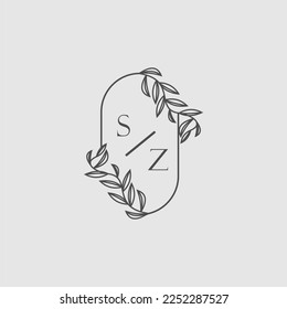 SZ initial monogram wedding with creative oval line