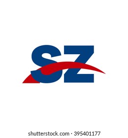 SZ initial overlapping swoosh letter logo blue red