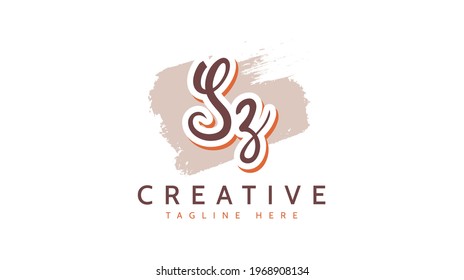 SZ Initials, handwriting logo vector