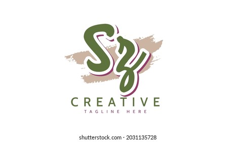 SZ Initials, handwriting logo vector