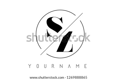 SZ Letter Logo with Cutted and Intersected Design and Round Frame Vector Illustration Stock fotó © 