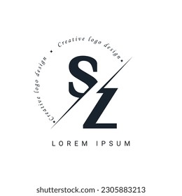 SZ Letter Logo Design with a Creative Cut. Creative logo design