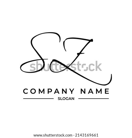 SZ letters signature logo, Handwriting logo, Handwritten logo, SZ, SZ lettering, Letters SZ, S and Z logo Stock fotó © 