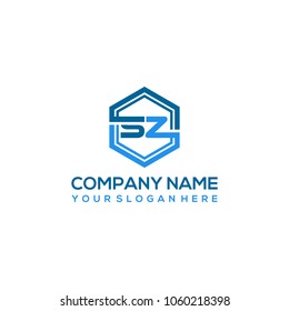 SZ logo letter initial, Abstract polygonal Background Logo,
