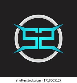 Monograma del logotipo SZ con plantilla de diseño de forma circular y de cuatro ejes