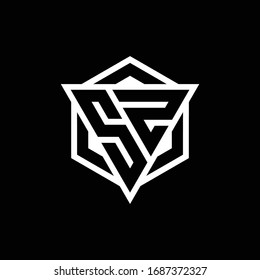 SZ logo monogram with triangle and hexagon shape combination isolated on back and white colors
