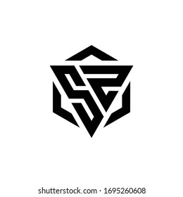 SZ Logo monogram with triangle and hexagon modern design template isolated on white background