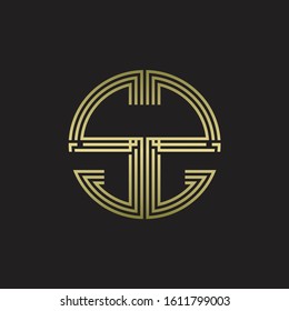 SZ Logo monogram triple ribbon style line design template isolated with gold color