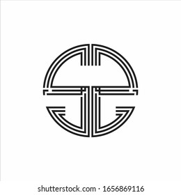 SZ Logo monogram triple ribbon style line design template isolated on white background