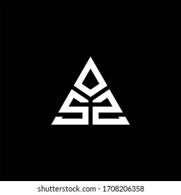 SZ monogram logo with 3 pieces shape isolated on triangle design template