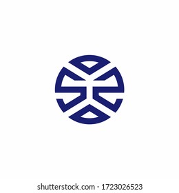 SZ monogram logo with abstract shapes in modern style design template