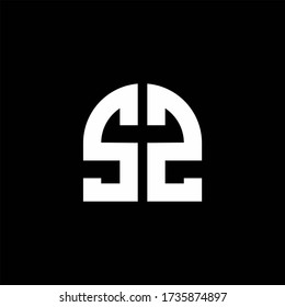 SZ monogram logo with curve shape design template isolated on black background