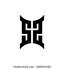 SZ monogram logo with curved side design template