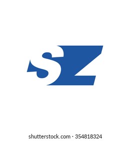 SZ negative space letter logo blue