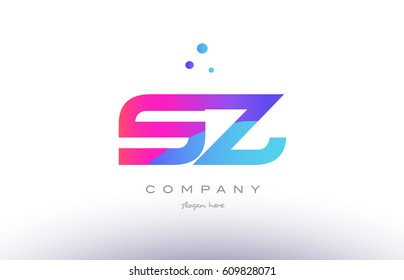sz s z  creative pink purple blue modern dots creative alphabet gradient company letter logo design vector icon template