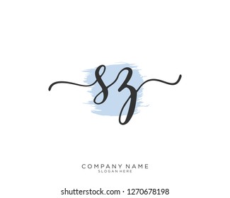 SZ S Z Initial handwriting logo vector