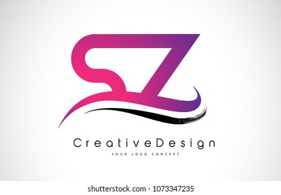 SZ S Z Letter Logo Design in Black Colors. Creative Modern Letters Vector Icon Logo Illustration.