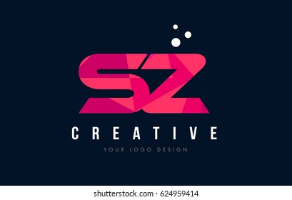 SZ S Z Purple Letter Logo Design with Low Poly Pink Triangles Concept