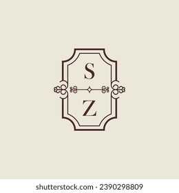 SZ Vintage Hochzeitslogo in hochwertigem professionellem Design, das gut in allen Printmedien drucken wird