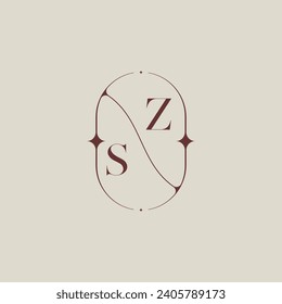 SZ wedding classic in elegant monogram with high quality professional design that will print well