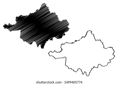 Szabolcs-Szatmar-Bereg County (Hungary, Hungarian counties) map vector illustration, scribble sketch Szabolcs-Szatmár-Bereg (Szabolcs Szatmar Bereg) map