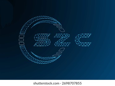 SZC low poly letter logo vector design. SZC lower poly logo design. Low poly logo.