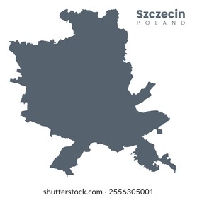 Szczecin - the capital and largest city of the West Pomeranian Voivodeship in northwestern Poland. Vector poster city map with silhouette.