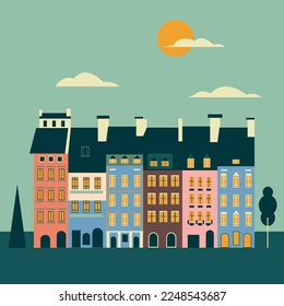 Szczecin city travel tourist flat illustration 