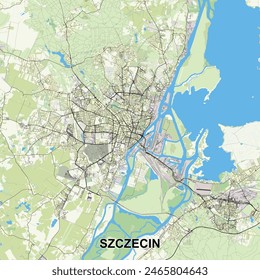 Szczecin, Poland map poster art