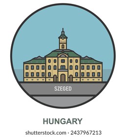 Szeged. Cities and towns in Hungary. Flat landmark