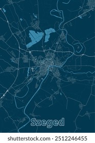 Szeged, Hungria mapa de poster de planta artística