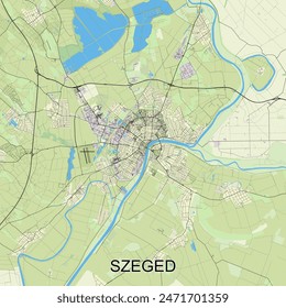 Szeged, Hungary map poster art