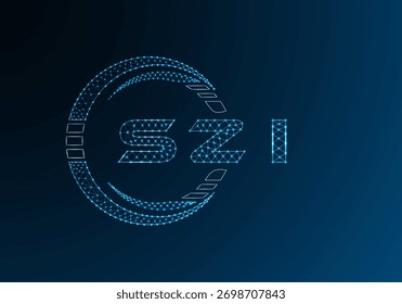 SZI low poly letter logo vector design. SZI lower poly logo design. Low poly logo.