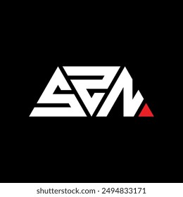 SZN triangle letter logo design with triangle shape. SZN triangle logo design monogram. SZN triangle vector logo template with red color. SZN triangular logo Simple, Elegant, and Luxurious design.